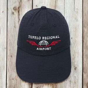 Tupelo Regional Airport Strapback Cap Embroidered Logo Baseball Hat Navy Blue